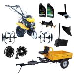 ProGARDEN Pachet Campo 703 Motocultor 7CP + Remorca RM500C + Plug simplu + 2xPlug bilonat/rarita + Adaptor + 2 Roti metalice 350x6 + 2L Ulei ProAdvanced PowerfulTools