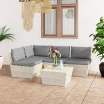 Set mobilier grădină din paleți cu perne, 5 piese, lemn molid GartenMobel Dekor