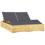 Șezlong dublu cu perne antracit, lemn de pin tratat GartenMobel Dekor