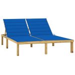 Șezlong dublu și perne albastru regal lemn de pin tratat GartenMobel Dekor