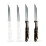 Set cutite de bucatarie, 4 bucati, 15 cm, inox/plastic, negru/alb Best CarHome