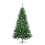 Brad Crăciun pre-iluminat artificial set globuri, verde, 180 cm GartenMobel Dekor