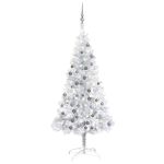 Brad Crăciun pre-iluminat cu set globuri, argintiu, 150 cm, PET GartenMobel Dekor