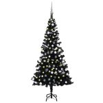 Brad Crăciun pre-iluminat cu set globuri, negru, 180 cm, PVC GartenMobel Dekor