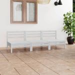 Set mobilier de grădină, 3 piese, alb, lemn masiv de pin GartenMobel Dekor