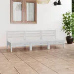Set mobilier de grădină, 3 piese, alb, lemn masiv de pin GartenMobel Dekor