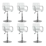 Scaune de bucătărie pivotante, 6 buc., alb, piele ecologică GartenMobel Dekor