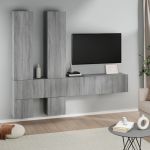 Dulap TV montat pe perete, gri sonoma, lemn prelucrat GartenMobel Dekor