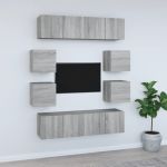 Set dulap TV, 8 piese, gri sonoma, lemn prelucrat GartenMobel Dekor