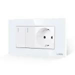 Intrerupator Dublu + Priza cu Rama din Sticla LUXION, Standard Italian, 4M SmartElectro IntelligentHouse