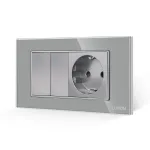 Intrerupator Dublu + Priza cu Rama din Sticla LUXION, Standard Italian, 4M SmartElectro IntelligentHouse
