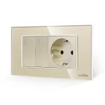 Intrerupator Dublu + Priza cu Rama din Sticla LUXION, Standard Italian, 4M SmartElectro IntelligentHouse