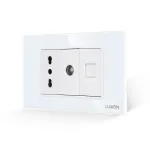Priza Ingusta + TV + Internet cu Rama din Sticla LUXION, Standard Italian, 3M SmartElectro IntelligentHouse