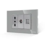 Priza Ingusta + TV + Internet cu Rama din Sticla LUXION, Standard Italian, 3M SmartElectro IntelligentHouse