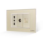 Priza Ingusta + TV + Internet cu Rama din Sticla LUXION, Standard Italian, 3M SmartElectro IntelligentHouse