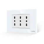 Priza Tripla cu Rama din Sticla LUXION, Standard Italian, 3M SmartElectro IntelligentHouse