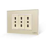 Priza Tripla cu Rama din Sticla LUXION, Standard Italian, 3M SmartElectro IntelligentHouse