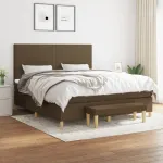 Pat box spring cu saltea, maro închis, 160x200 cm, textil GartenMobel Dekor