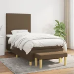 Pat box spring cu saltea, maro închis, 90x190 cm, textil GartenMobel Dekor