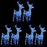 Reni de Crăciun, 6 buc., albastru, 240 LED-uri, acril GartenMobel Dekor