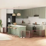 Poartă câini pliabilă cu ușă 10 panouri maro, 800 cm, lemn plop GartenMobel Dekor