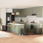 Poartă câini pliabilă cu ușă 12 panouri negru 600 cm, lemn plop GartenMobel Dekor