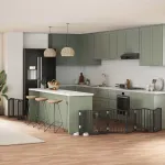 Poartă câini pliabilă cu ușă 12 panouri negru 600 cm, lemn plop GartenMobel Dekor