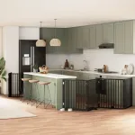 Poartă câini pliabilă cu ușă 12 panouri negru 960 cm, lemn plop GartenMobel Dekor