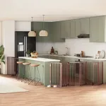 Poartă câini pliabilă cu ușă 15 panouri maro 750 cm, lemn plop GartenMobel Dekor