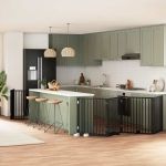 Poartă câini pliabilă cu ușă 6 panouri negru, 480 cm, lemn plop GartenMobel Dekor
