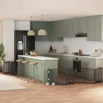 Poartă câini pliabilă cu ușă 10 panouri negru 800 cm, lemn plop GartenMobel Dekor