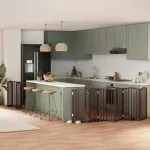 Poartă câini pliabilă cu ușă 12 panouri maro 600 cm, lemn plop GartenMobel Dekor