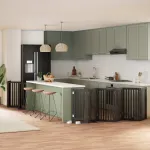 Poartă câini pliabilă cu ușă 12 panouri negru 600 cm, lemn plop GartenMobel Dekor