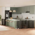 Poartă câini pliabilă cu ușă 15 panouri negru 750 cm, lemn plop GartenMobel Dekor