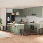 Poartă câini pliabilă cu ușă 6 panouri negru, 480 cm, lemn plop GartenMobel Dekor