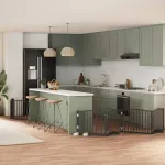 Poartă câini pliabilă cu ușă 8 panouri negru 640 cm, lemn plop GartenMobel Dekor