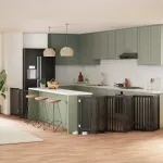 Poartă câini pliabilă cu ușă 9 panouri negru, 450 cm, lemn plop GartenMobel Dekor