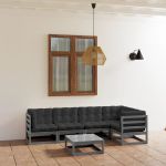 Set mobilier de grădină cu perne, 6 piese, lemn masiv de pin GartenMobel Dekor