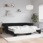 Pat de zi cu extensie, negru, 100x200 cm, catifea GartenMobel Dekor