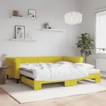 Pat de zi cu extensie și saltea, galben, 100x200 cm, catifea GartenMobel Dekor