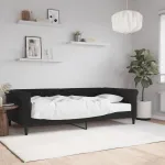 Pat de zi cu saltea, negru, 100x200 cm, catifea GartenMobel Dekor