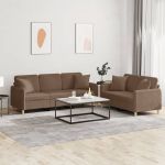 Set de canapele cu perne, 2 piese, maro, textil GartenMobel Dekor