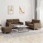 Set de canapele cu perne, 3 piese, maro, textil GartenMobel Dekor