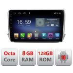 Navigatie Peugeot 208 2008 F-PSA Octa Core cu Android Radio Bluetooth Internet GPS WIFI DSP Octa Core 8+128GB 4G CarStore Technology