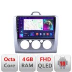 Navigatie Ford Focus 2 Manual B-140-manual Android Ecran QLED octa core 4+64 carplay android auto KIT-140-MANUAL+EDT-E309V3 CarStore Technology