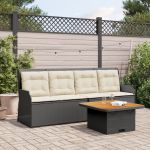 Set mobilier de grădină cu perne, 3 piese, negru, poliratan GartenMobel Dekor
