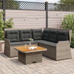 Set mobilier de grădină cu perne, 4 piese, gri, poliratan GartenMobel Dekor