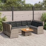 Set mobilier de grădină cu perne, 7 piese, gri, poliratan GartenMobel Dekor