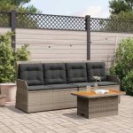 Set mobilier de grădină cu perne, 3 piese, gri, poliratan GartenMobel Dekor