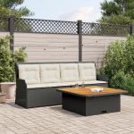 Set mobilier de grădină cu perne, 3 piese, negru, poliratan GartenMobel Dekor